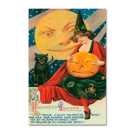 Vintage Apple Collection 'Hallow Witch Pumpkin Cat' Canvas Art,12x19